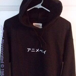 Rare Animebae Collection  SAD GIRLS Black Pillow Hoodie Size Med